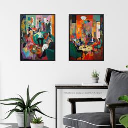 Artery8 Wall Art Print Set of 2 s The Cocktail Party 1970's Home Decor Aesthetic Style 2 Pack Poster Living Room s - Size: A4 - thumbnail 6