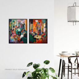 Artery8 Wall Art Print Set of 2 s The Cocktail Party 1970's Home Decor Aesthetic Style 2 Pack Poster Living Room s - Size: A4 - thumbnail 3