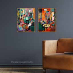 Artery8 Wall Art Print Set of 2 s The Cocktail Party 1970's Home Decor Aesthetic Style 2 Pack Poster Living Room s - Size: A4 - thumbnail 2