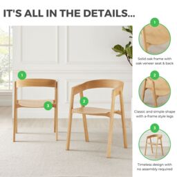 FurnitureboxUK Masa 2x Solid Oak & Veneer Wooden Dining Chairs in Light Oak - thumbnail 4