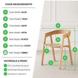 FurnitureboxUK Masa 2x Solid Oak & Veneer Wooden Dining Chairs in Light Oak - thumbnail 6