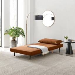 FurnitureboxUK Bobby Orange Velvet Single Folding Sofa Bed Chair - thumbnail 3