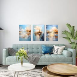 simpa Azure Mirage 3 Panel Canvas Wall Art - thumbnail 4