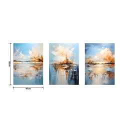 simpa Azure Mirage 3 Panel Canvas Wall Art - thumbnail 5