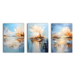 simpa Azure Mirage 3 Panel Canvas Wall Art - thumbnail 1