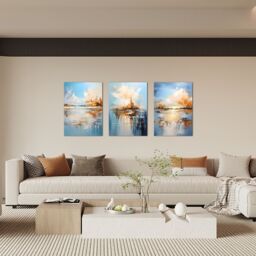 simpa Azure Mirage 3 Panel Canvas Wall Art - thumbnail 2