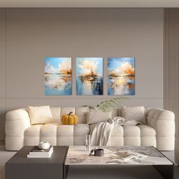 simpa Azure Mirage 3 Panel Canvas Wall Art - thumbnail 3