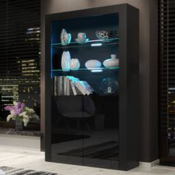 Mex Furniture LTD Display Cabinet Spectrum 170cm - Black with Gloss Doors & LED Lights