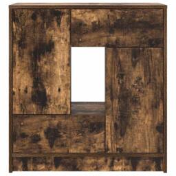 Berkfield Home Sideboard with Drawers & Doors Smoked Oak 70.5x34x74.5 cm in Brown - thumbnail 6