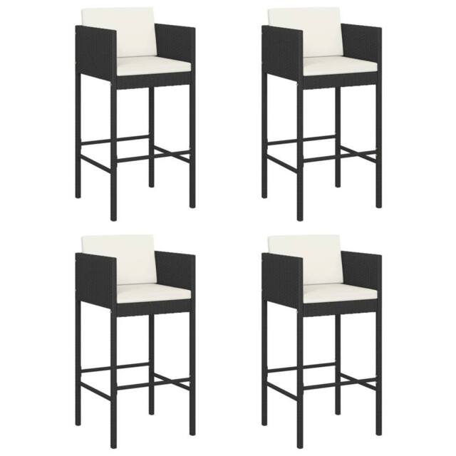 Berkfield Home Beautiful 5 Piece Garden Bar Set with Cushions Black Poly Rattan - image 1