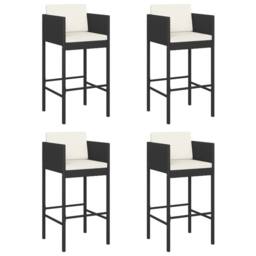 Berkfield Home Beautiful 5 Piece Garden Bar Set with Cushions Black Poly Rattan - thumbnail 1