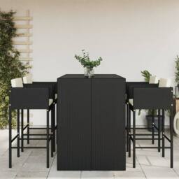 Berkfield Home Beautiful 5 Piece Garden Bar Set with Cushions Black Poly Rattan - thumbnail 2
