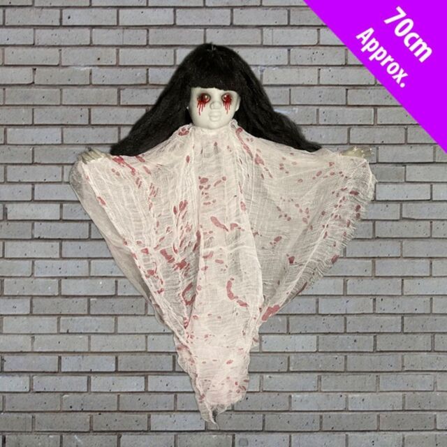 "Garden Greatness 27.5"" Hanging Haunted - Red Eyes Halloween Prop in Black - Size: 1 Pack"