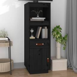 Berkfield Home Highboard Black 34x40x108, 5 cm Solid Wood Pine - thumbnail 2