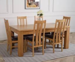 Thats Furniture Dakot 182 x 92cm Oak Large Dining Table & 6 Princeton Chairs in Brown - Size: 182 x 92 cm - thumbnail 3
