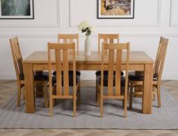 Thats Furniture Dakot 182 x 92cm Oak Large Dining Table & 6 Princeton Chairs in Brown - Size: 182 x 92 cm - thumbnail 2