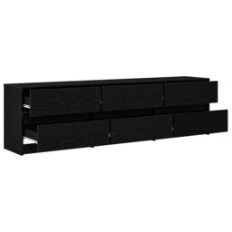 Berkfield Home TV Cabinet Black 182 x 34 x 50 cm Engineered wood - thumbnail 5