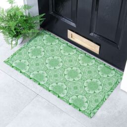 Artsy Mats Green Flower Pattern Indoor & Outdoor Doormat - 70x40cm - Size: 40 cm x 70 cm - thumbnail 1