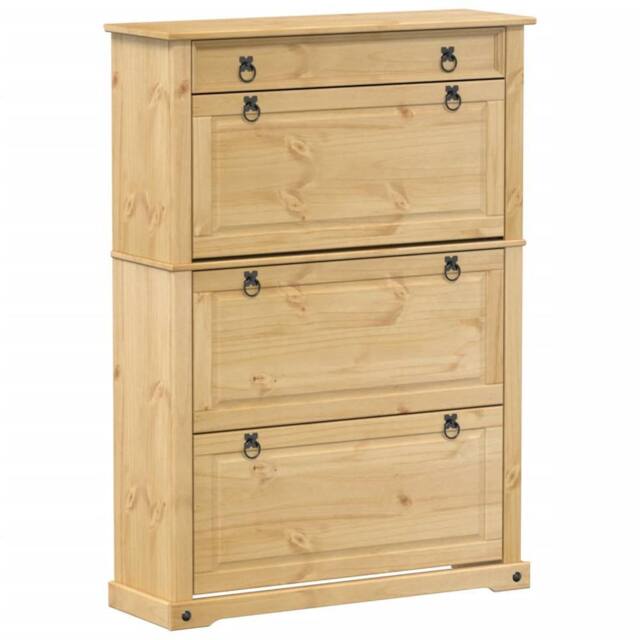 Berkfield Home Shoe Cabinet Corona 99x32x138 cm Solid Wood Pine in Tan - Size: 99 x 32 x 138 cm - image 1