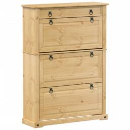 Berkfield Home Shoe Cabinet Corona 99x32x138 cm Solid Wood Pine in Tan - Size: 99 x 32 x 138 cm