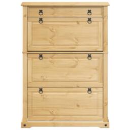 Berkfield Home Shoe Cabinet Corona 99x32x138 cm Solid Wood Pine in Tan - Size: 99 x 32 x 138 cm - thumbnail 4