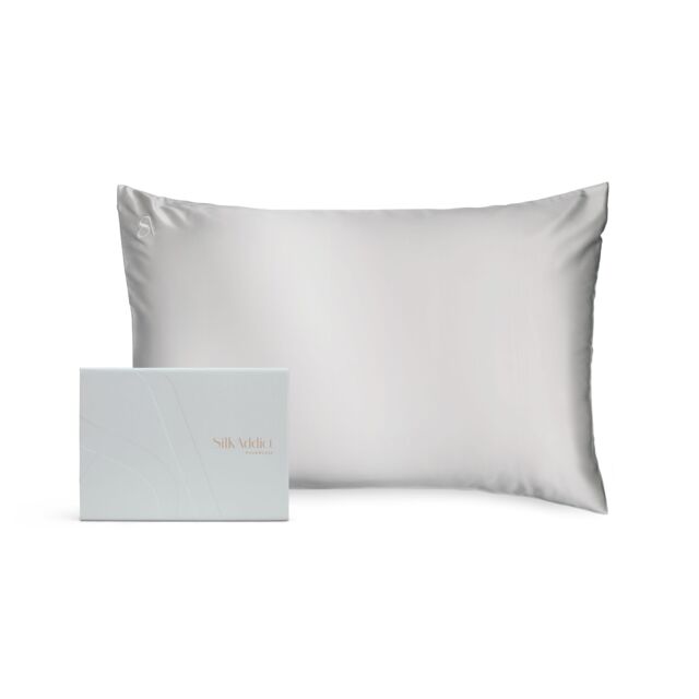 Silk Addict 100% Mulberry Silk Pillowcase - Navy in Metallic Silver - Size: Standard Pillow Case - image 1