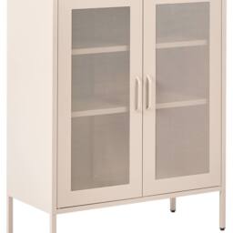 Wyld and Coco Office Cabinet - Light Beige Steel 2 Doors 3 Shelves - thumbnail 2