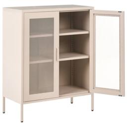Wyld and Coco Office Cabinet - Light Beige Steel 2 Doors 3 Shelves - thumbnail 4