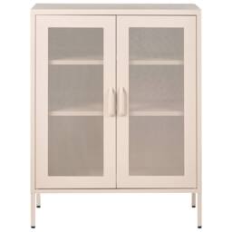 Wyld and Coco Office Cabinet - Light Beige Steel 2 Doors 3 Shelves - thumbnail 6