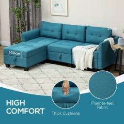 Wyld Haus Torono Light Blue Modular L Shaped Sofa with Built In Storage in Teal - thumbnail 6