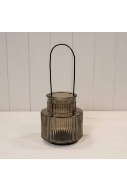 KDMD Warm Grey Glass Candle Holder with Handle Large - image 1