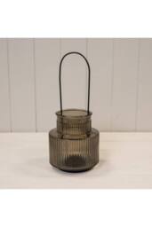 KDMD Warm Grey Glass Candle Holder with Handle Large - thumbnail 1