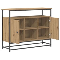 Berkfield Home Sideboard Artisan Oak 100x35x80 cm Engineered Wood & Steel in Brown - Size: 100 x 35 x 80 cm - thumbnail 5