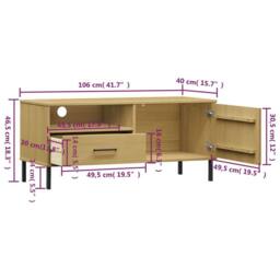 Berkfield Home TV Cabinet with Metal Legs Brown Solid Wood Pine OSLO in Light Tan - thumbnail 8