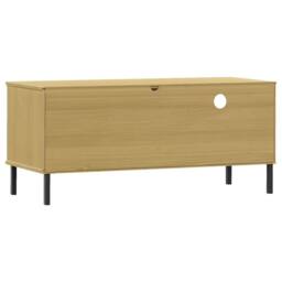 Berkfield Home TV Cabinet with Metal Legs Brown Solid Wood Pine OSLO in Light Tan - thumbnail 7