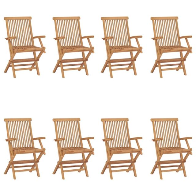 Berkfield Home Folding Garden Chairs 8 pcs Solid Teak Wood in Brown - image 1
