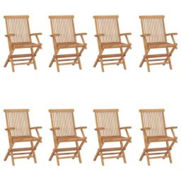 Berkfield Home Folding Garden Chairs 8 pcs Solid Teak Wood in Brown - thumbnail 1