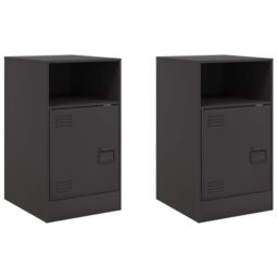 Berkfield Home Bedside Cabinets 2pcs Black 34.5x39x62 cm Steel - thumbnail 2