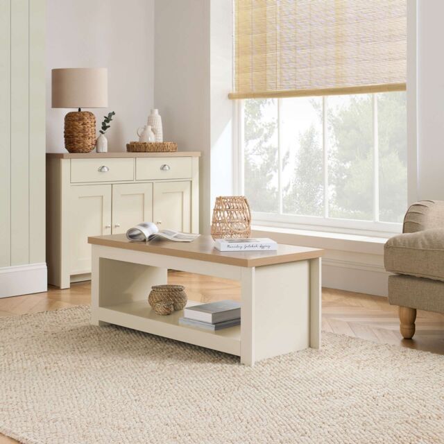 Birlea Coffee Table Highgate Rectangular Farmhouse Shabby Chic in Cream - image 1