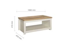 Birlea Coffee Table Highgate Rectangular Farmhouse Shabby Chic in Cream - thumbnail 6