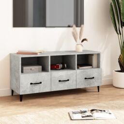 Berkfield Home TV Cabinet Concrete Grey 102x35x50 cm Engineered Wood - Size: 102 x 35 x 50 cm - thumbnail 1