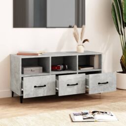 Berkfield Home TV Cabinet Concrete Grey 102x35x50 cm Engineered Wood - Size: 102 x 35 x 50 cm - thumbnail 3
