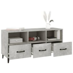 Berkfield Home TV Cabinet Concrete Grey 102x35x50 cm Engineered Wood - Size: 102 x 35 x 50 cm - thumbnail 4