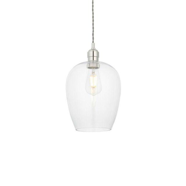 Netlighting 'LIVORNO' Dimmable Stylish Indoor Glass Single Pendant Ceiling Lamp in Silver - image 1