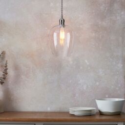 Netlighting 'LIVORNO' Dimmable Stylish Indoor Glass Single Pendant Ceiling Lamp in Silver - thumbnail 4
