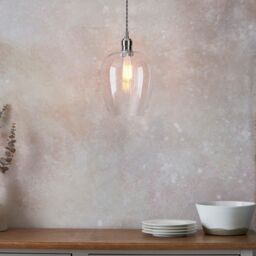 Netlighting 'LIVORNO' Dimmable Stylish Indoor Glass Single Pendant Ceiling Lamp in Silver - thumbnail 3