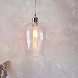 Netlighting 'LIVORNO' Dimmable Stylish Indoor Glass Single Pendant Ceiling Lamp in Silver - thumbnail 2