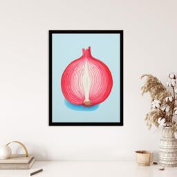 "Wee Blue Coo Wall Art Print Just Add Red Onion Kitchen Painting Cut Vegetable Pastel Colour Pink on Blue Art Framed - Size: W12"" x H16""" - thumbnail 4