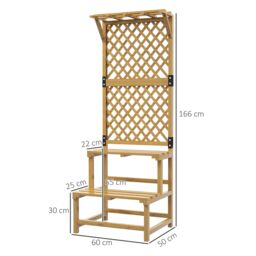 OUTSUNNY Wooden Plant Stand with Trellis for Climbing Plants, Yellow - thumbnail 3