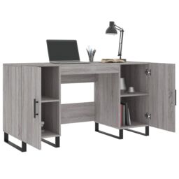 Berkfield Home Desk Grey Sonoma 140x50x75 cm Engineered Wood - Size: 140 x 50 x 75 cm - thumbnail 4